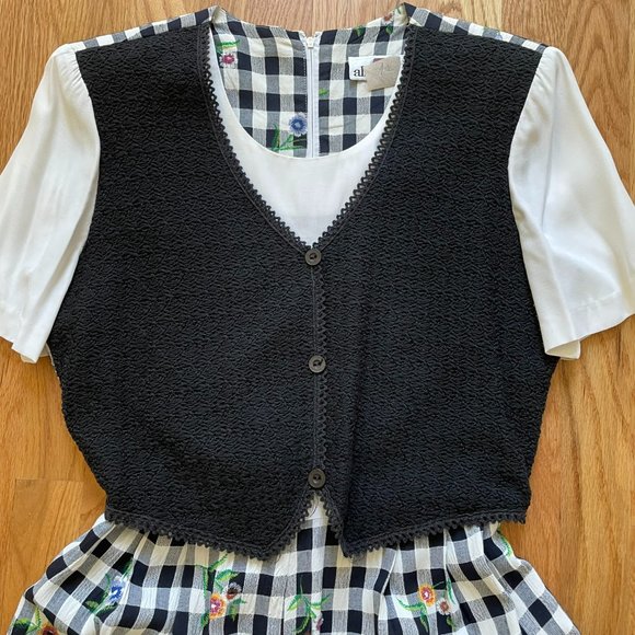 Vtg 80’s Black & White Floral Check Women’s One-Piece Romper by Allison-Che Sz 8 - Picture 2 of 11